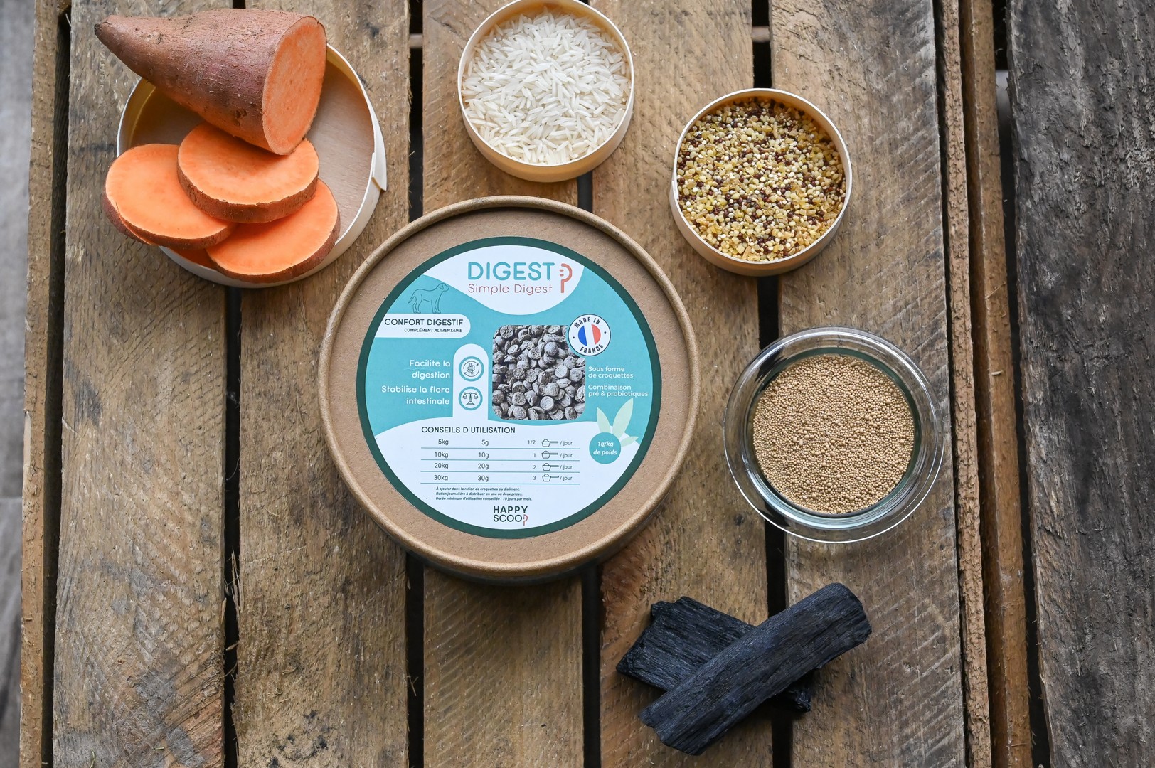 Happy Scoop - Complément alimentaire croquettes Digest pour chiens